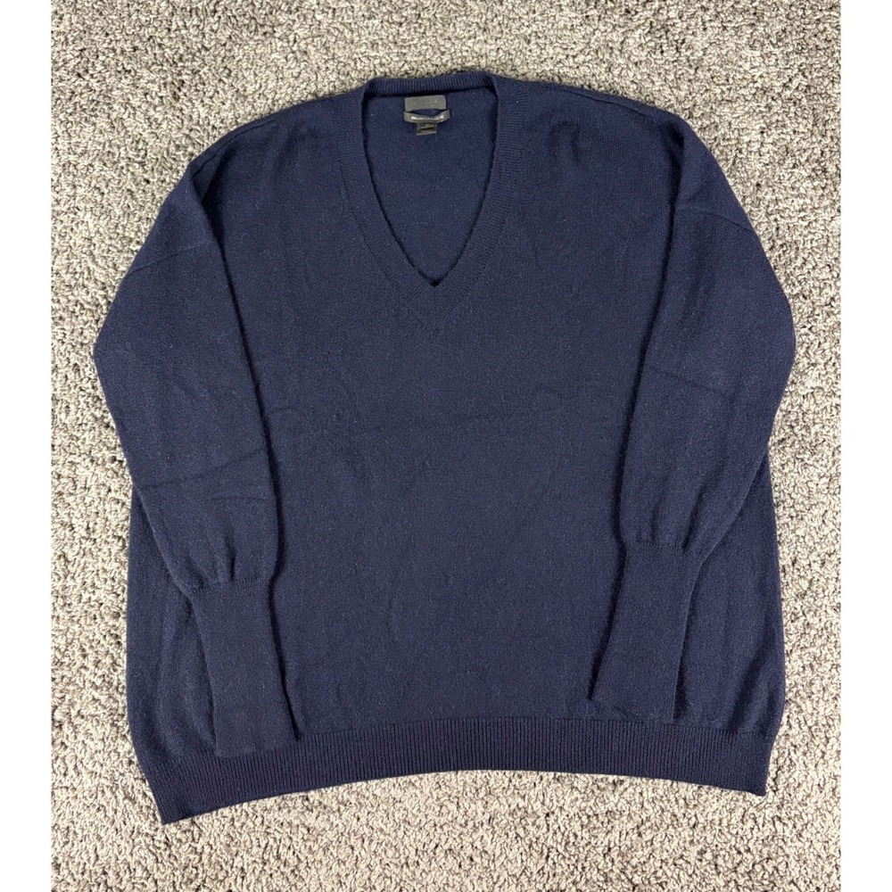 J.Crew Collection Italian Cashmere V-Neck Sweater Navy Blue Size M